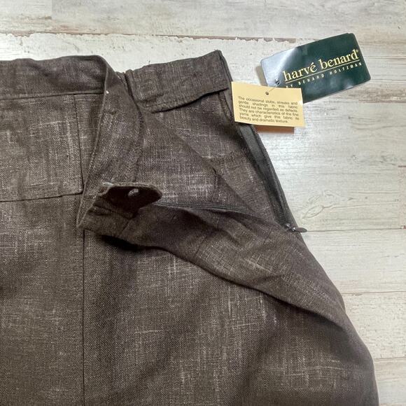 harve benard Brown Tobacco 100% Linen Short Skirt SZ 12 C101972 - Picture 4 of 9